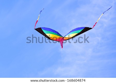 ATLANTA, GA - OCTOBER 26:  A colorful kite flies high against a blue sky as part of the World Kite Festival in Piedmont Park, on October 26, 2013 in Atlanta, GA.  The event was free to the public.