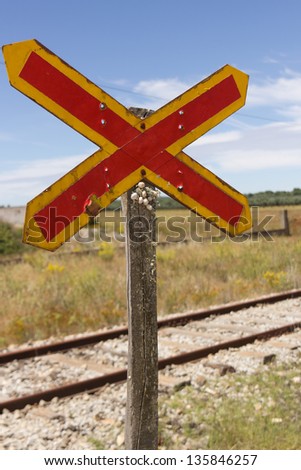 Train cross sign