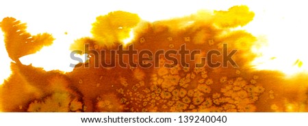 Abstract brown-yellow-sienna watercolor horizontal splash