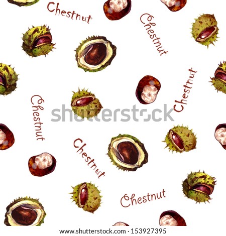 Autumn seamless pattern with chestnuts
