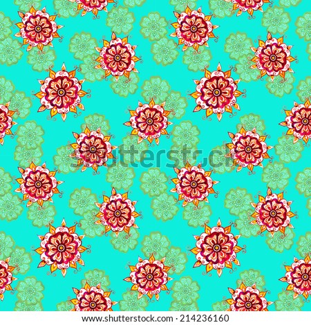 Watercolor: ethnic decorative flowers. Seamless floral pattern, decorative background