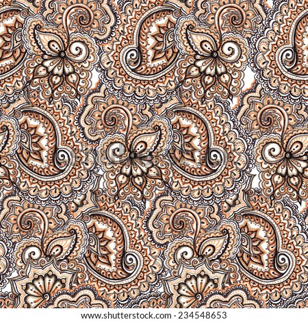 Decorative ornate repeating pattern. Ornamental floral background with paisley