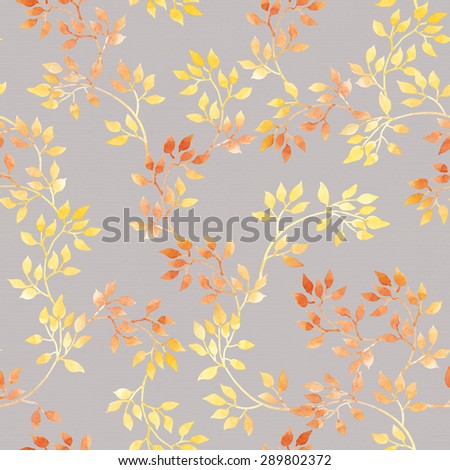Autumn leaves. Watercolor autumn seamless pattern in cute style