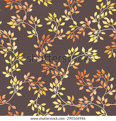 Vintage autumn leaves. Watercolor autumn seamless pattern in cute design for fashion