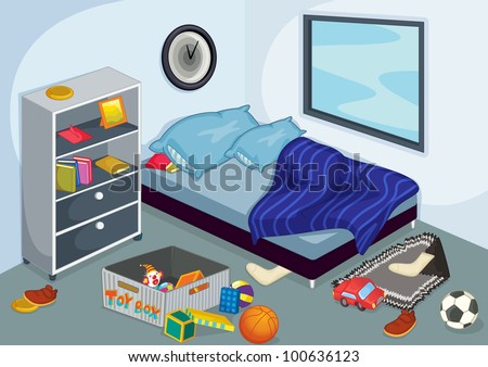 Illustration of a messy bedroom - EPS VECTOR format also available in ...