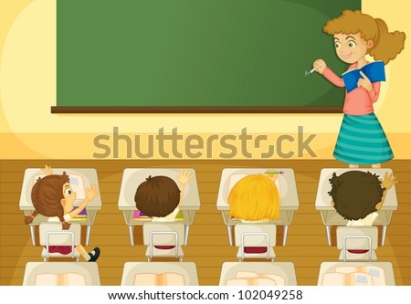 Illustration Of A Classroom Scene - 102049258 : Shutterstock