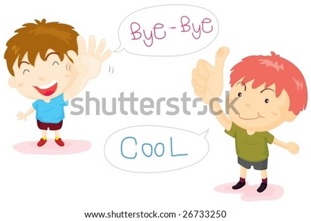 An Illustration Of Two Boys Talking - 26733250 : Shutterstock