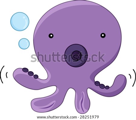 cartoon purple octopus