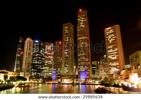 Singapore at night from Boat Quay