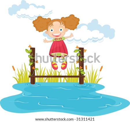 A Cartoon Girl Jumping