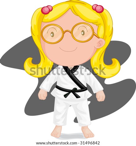 of girl playing karate cartoon girl karate. of girl playing karate