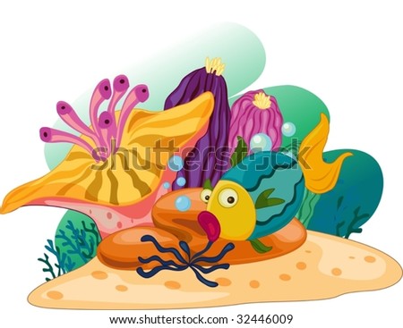 Coral Reef Scene Stock Vector Illustration 32446009 : Shutterstock