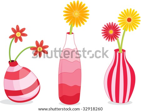 cartoon flowers in a pot. stock photo : pot and flowers (vector illustration available in portfolio)