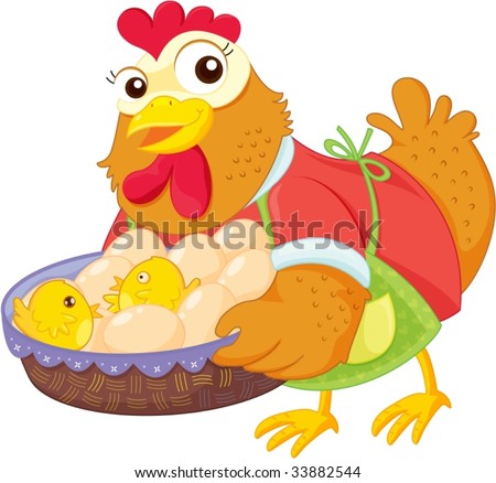 Illustration Of A Cartoon Hen On White - 33882544 : Shutterstock