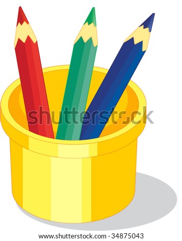 Clipart Style Cartoon Of Pencils Stock Photo 34875043 : Shutterstock