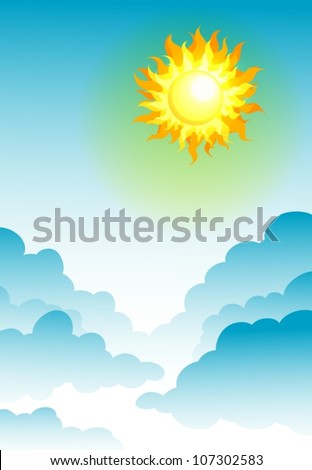 illustration of sun in the blue sky