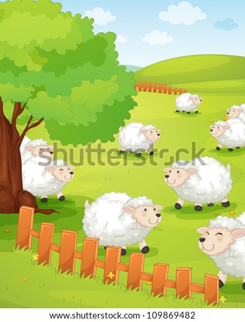 illustration of a lamb on green grass