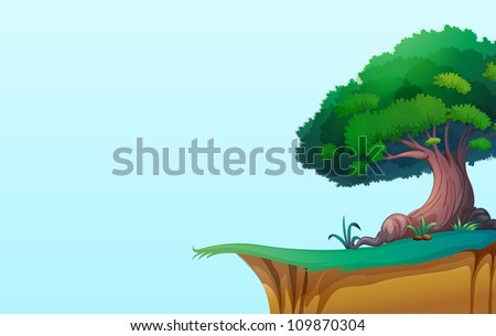 illustration of a green landscape on blue background