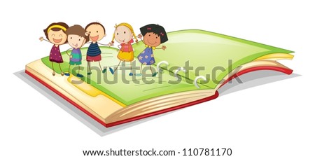 Illustration Of Kids And Book On A White Background - 110781170