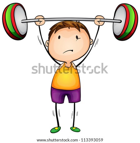 Illustration Of A Boy Lifting Weights - 113393059 : Shutterstock