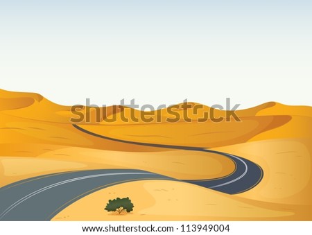 Detailed illustration of a road in a dry desert