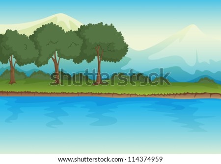 illustration of a river in a beautiful nature