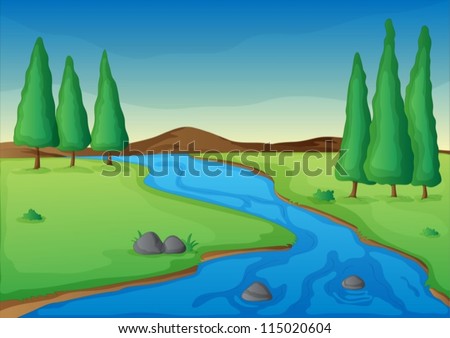 illustration of a river in a beautiful nature