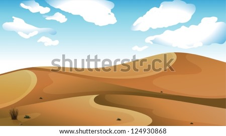 Illustration of a desert with a clear blue sky