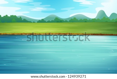Illustration Of A River And A Beautiful Landscape