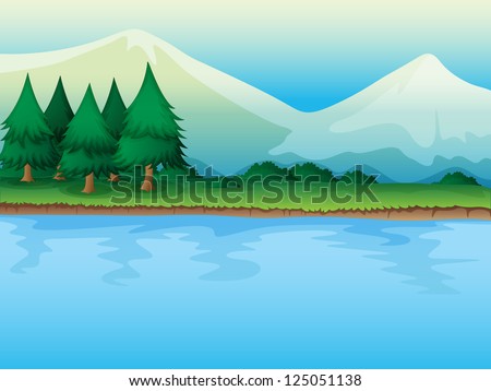 Illustration of a river in a beautiful nature