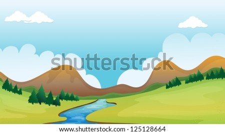 Illustration of a river and a beautiful landscape