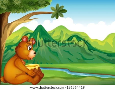 Illustration of an animal watching the river