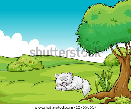 Illustration of a cat sleeping