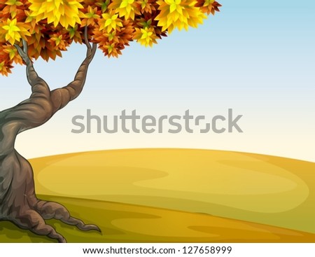 Illustration of a tree and a beautiful landscape
