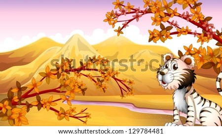 Illustration of a tiger beside the river
