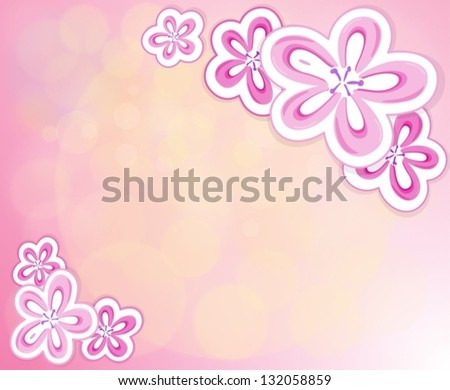 Illustration of a pink stationery with flowers