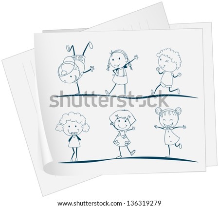 illustration of a paper with a drawing of kids dancing on a white background - Drawing Paper For Kids illustration of a paper with a drawing of kids dancing on a white background - Drawing Paper For Kids