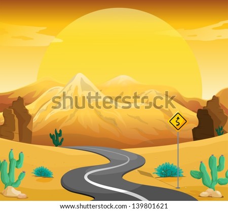Illustration of a winding road at the desert