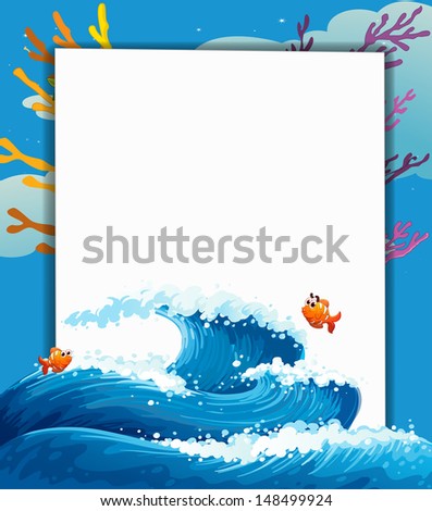 Illustration of an empty signboard in the middle of the sea