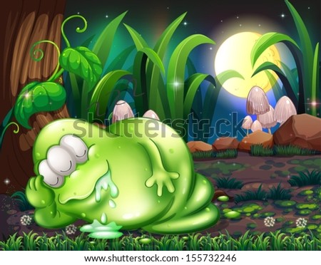 Illustration of a monster sleeping in the forest