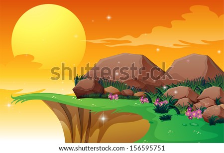 Illustration of the big rocks near the cliff