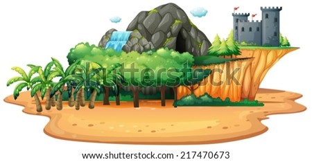 Illustration of an island with cave Illustration of an island with cave