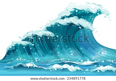 Illustration of a huge ocean wave