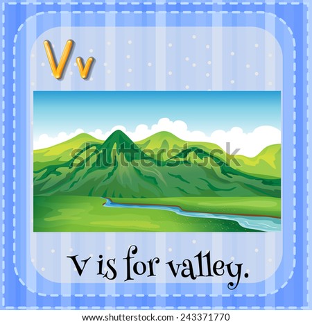 Illustration of an alphabet V is for valley