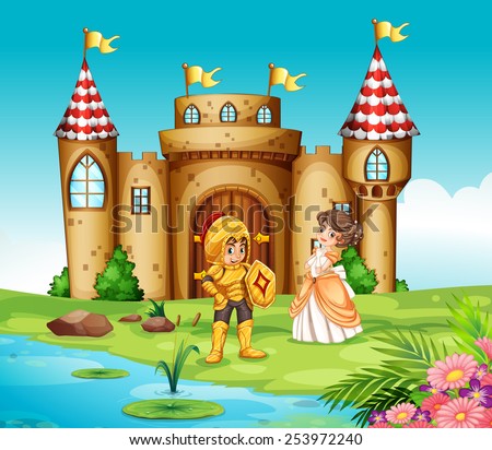 Illustration of a castle and a knight