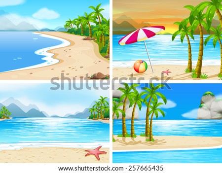 four scenes of beaches
