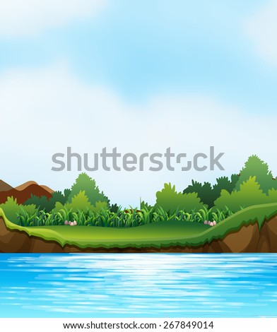 Scene with river and river bank