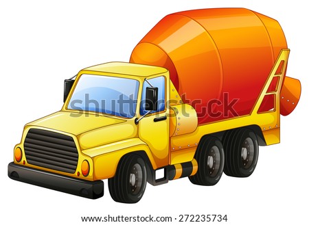 Close up yellow cement truck