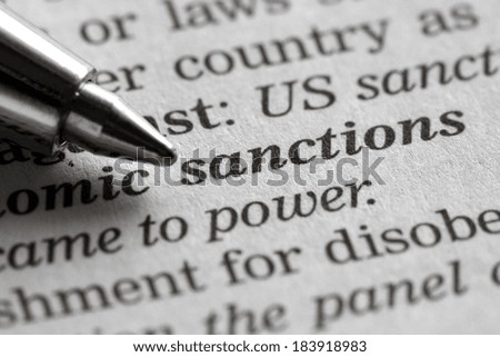 Pen point on word sanction Pen point on word sanction