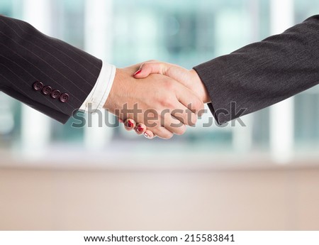Man and woman business handshake.